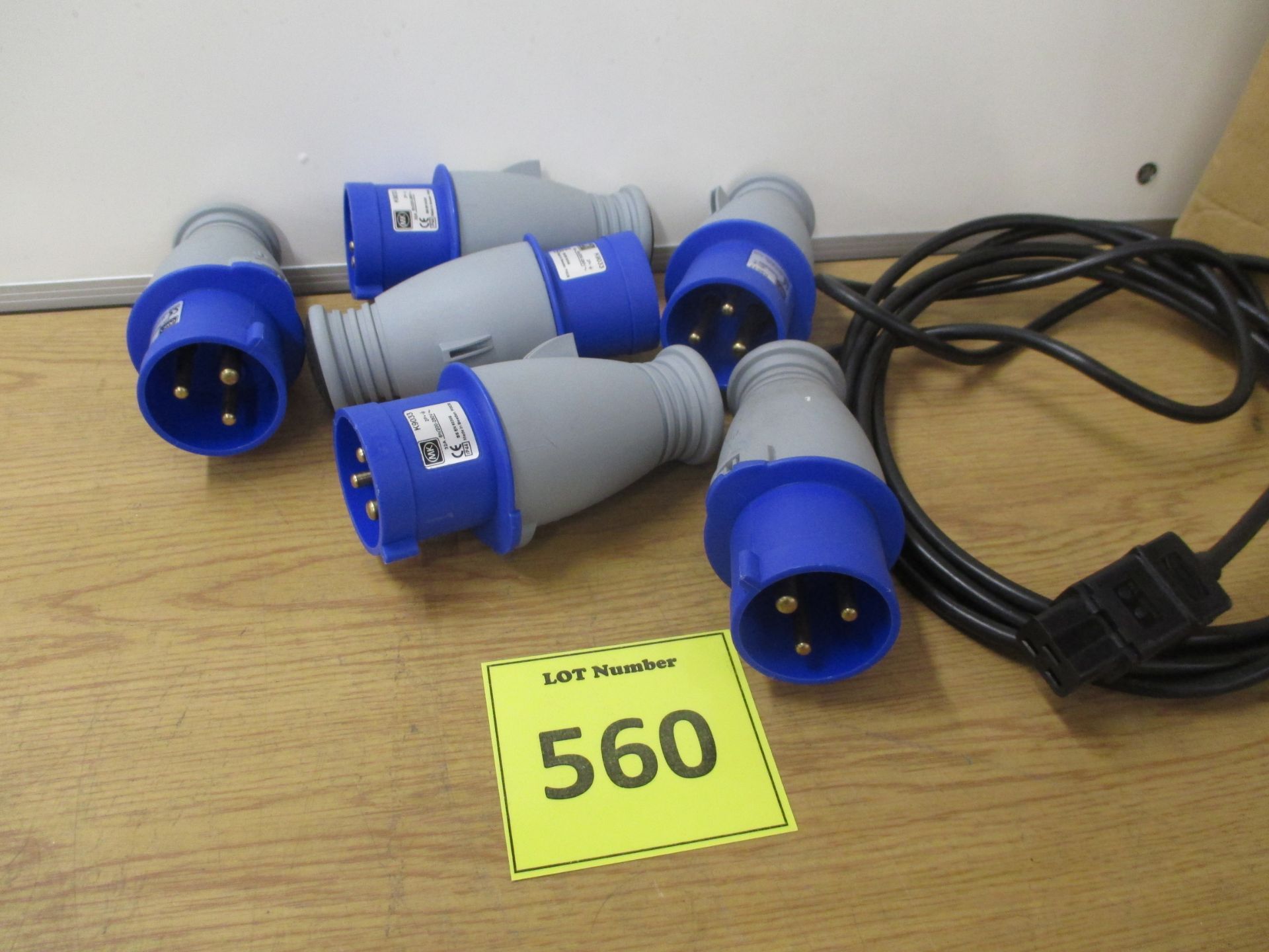 6 X MK Commando K9033 Plug 32A 2P+E 200-250V - Blue (ONE WITH CABLE ATTACHED)