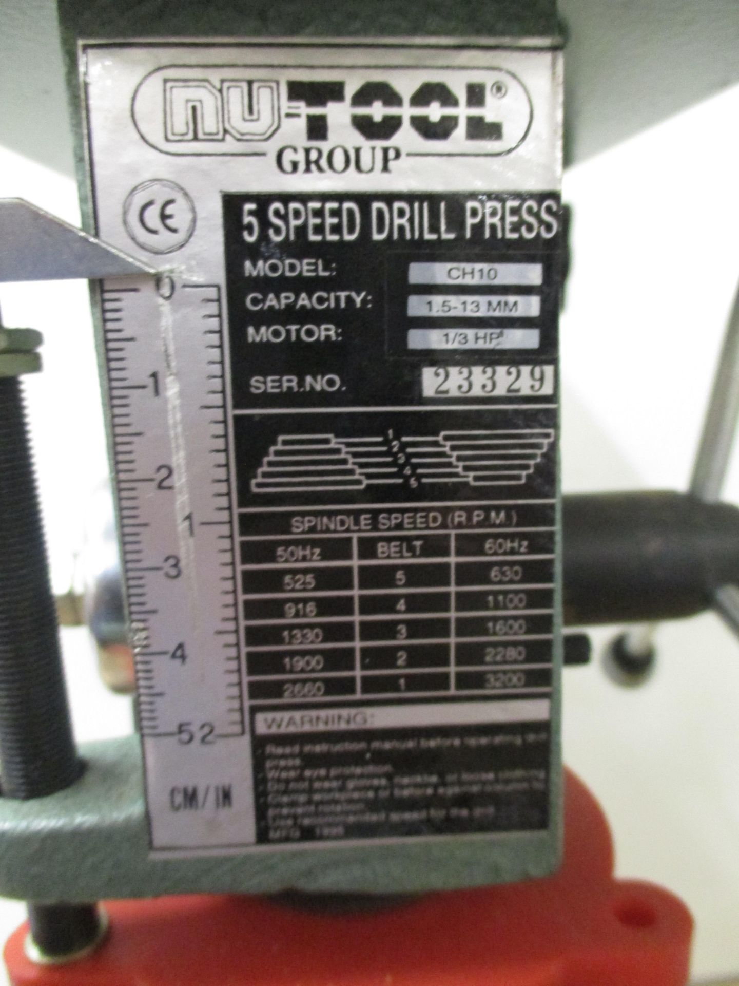 NU-TOOL 5 SPEED DRILL PRESS. HAD VERY LITTLE USE - Image 4 of 5