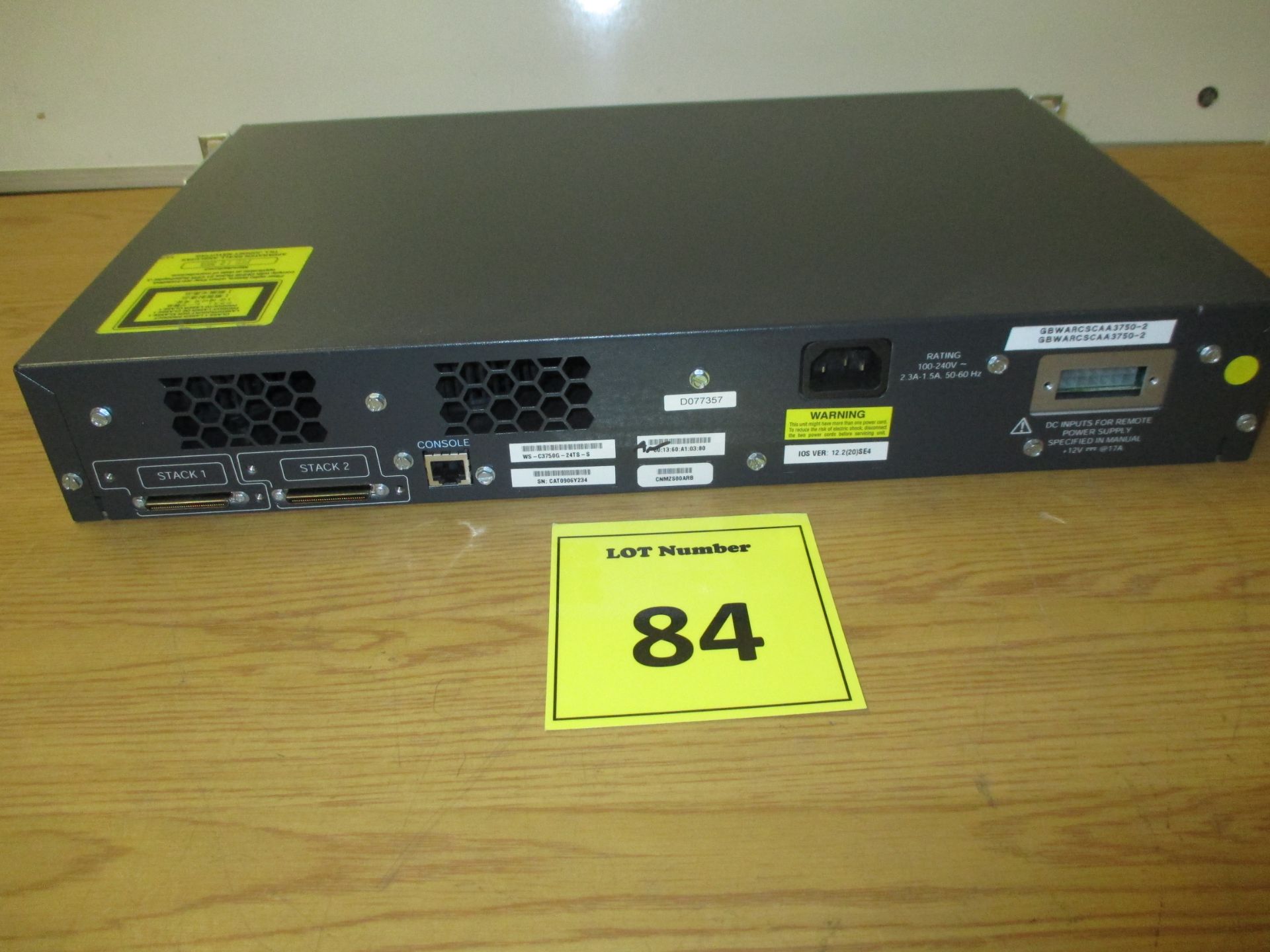 CISCO CATALYST 3750 SERIES 24 PORT NETWORK SWITCH. MODEL WS-C3570G-24TS-S - Image 2 of 2