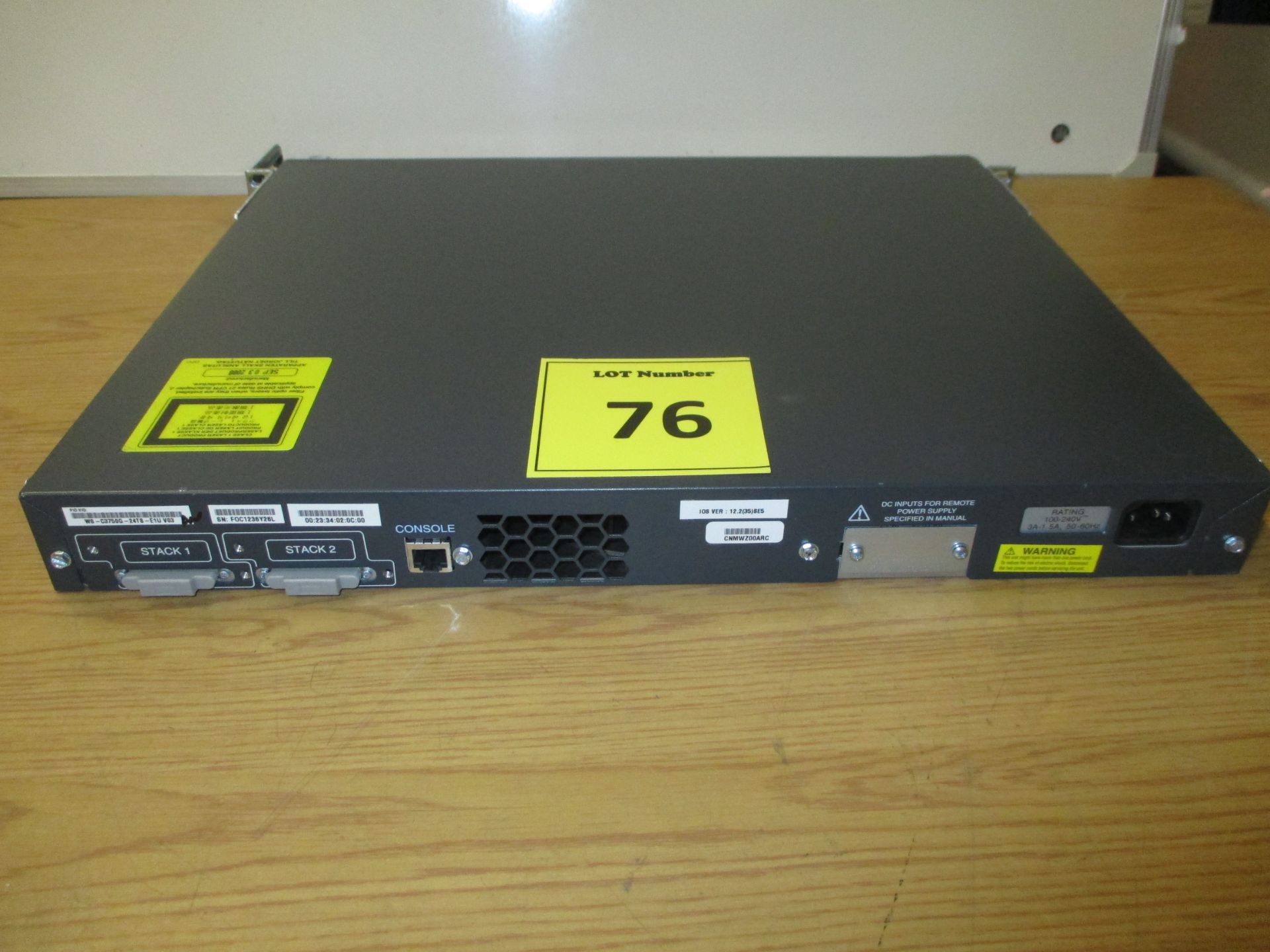 CISCO CATALYST 3750 G-SERIES 24 PORT NETWORK SWITCH. MODEL WS-C3570G-24TS-E1U V03 - Image 2 of 2