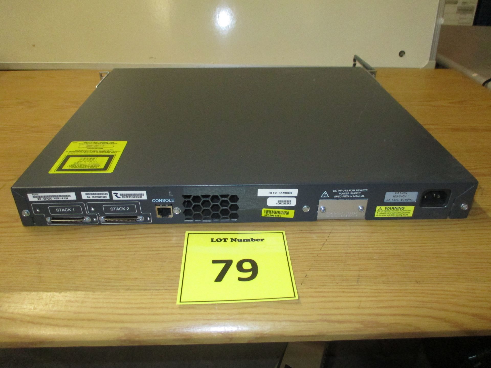 CISCO CATALYST 3750 G-SERIES 48 PORT NETWORK SWITCH. MODEL WS-C3570G-48TS-S V04 - Image 2 of 2