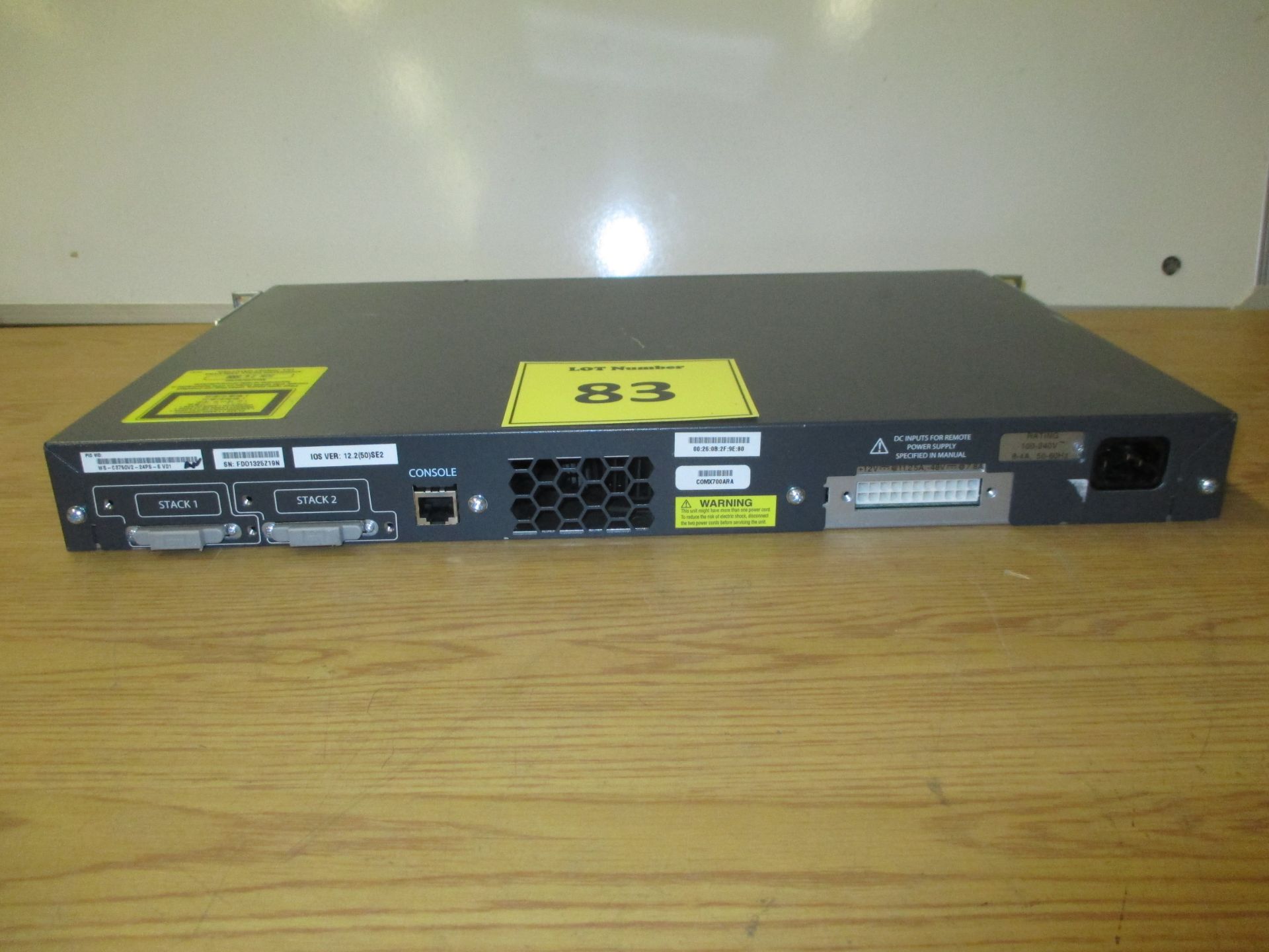 CISCO CATALYST 3750 V2-SERIES POE 24. 24 PORT NETWORK SWITCH. MODEL WS-C3570V2-24PS-S V01 - Image 2 of 2