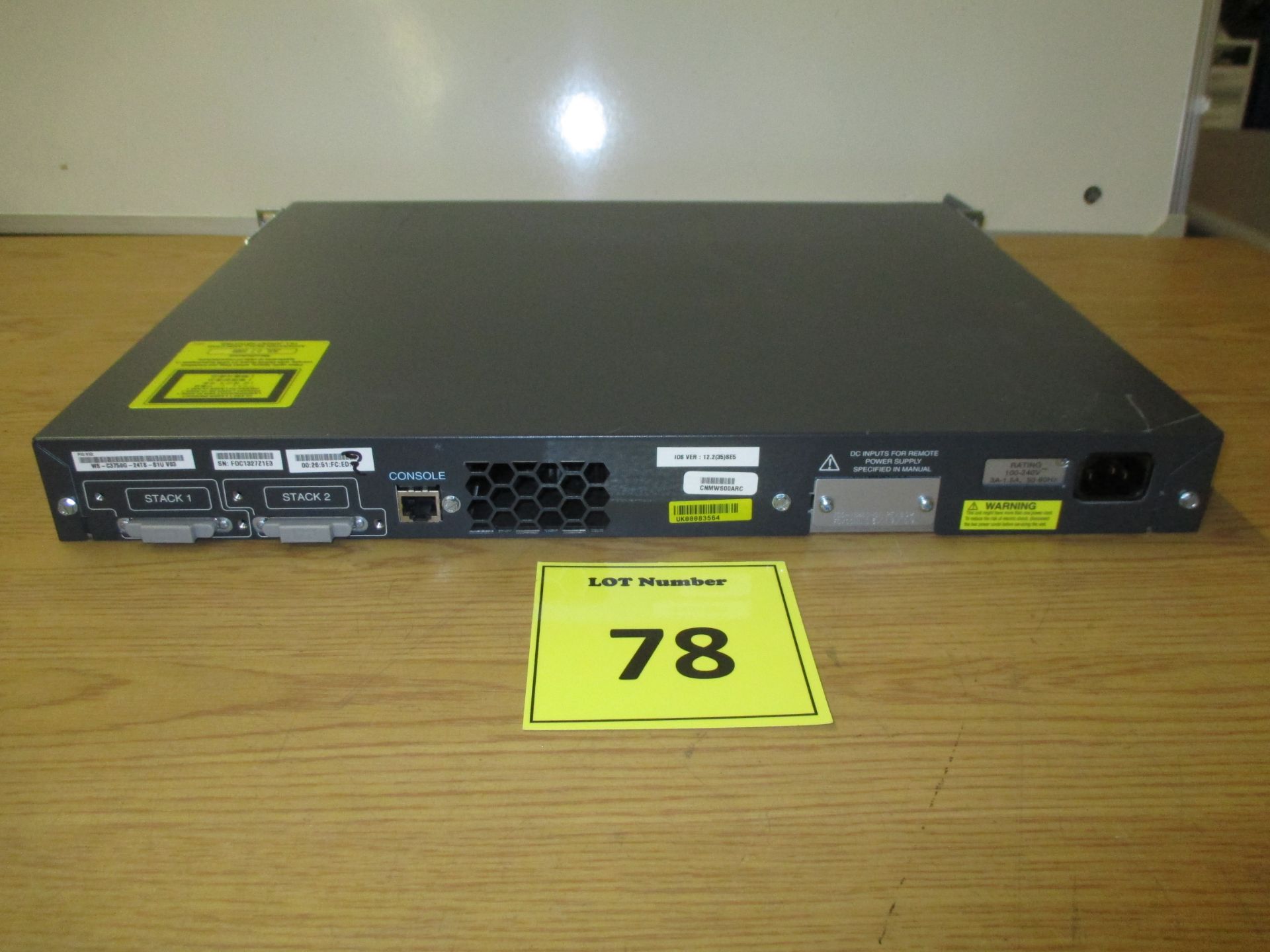 CISCO CATALYST 3750 G-SERIES 24 PORT NETWORK SWITCH. MODEL WS-C3570G-24TS-S1U V03 - Image 2 of 2