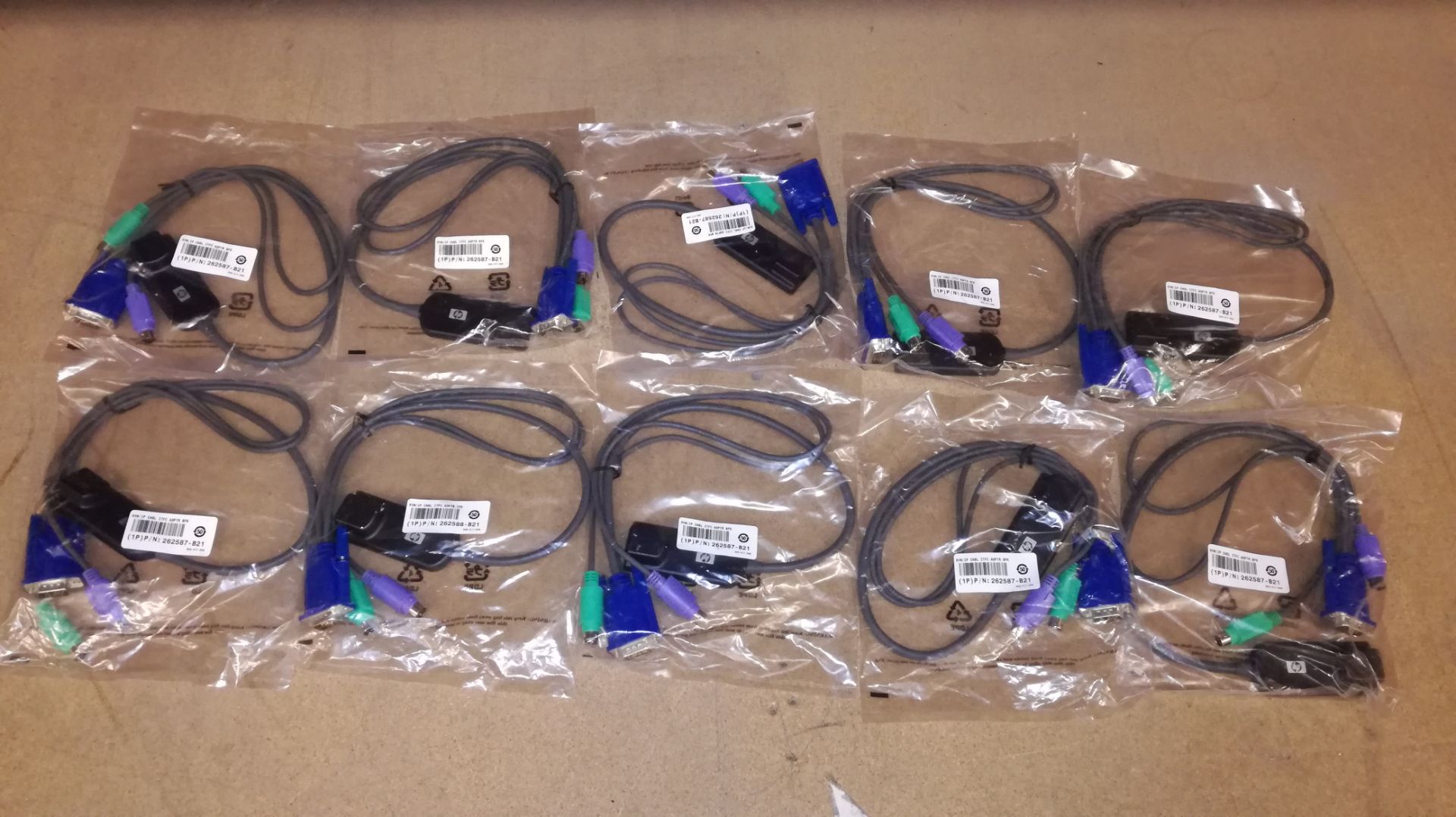 BOX CONTAINING 10X HP KVM/IP INTERFACE ADAPTER CABLES 262587-B21