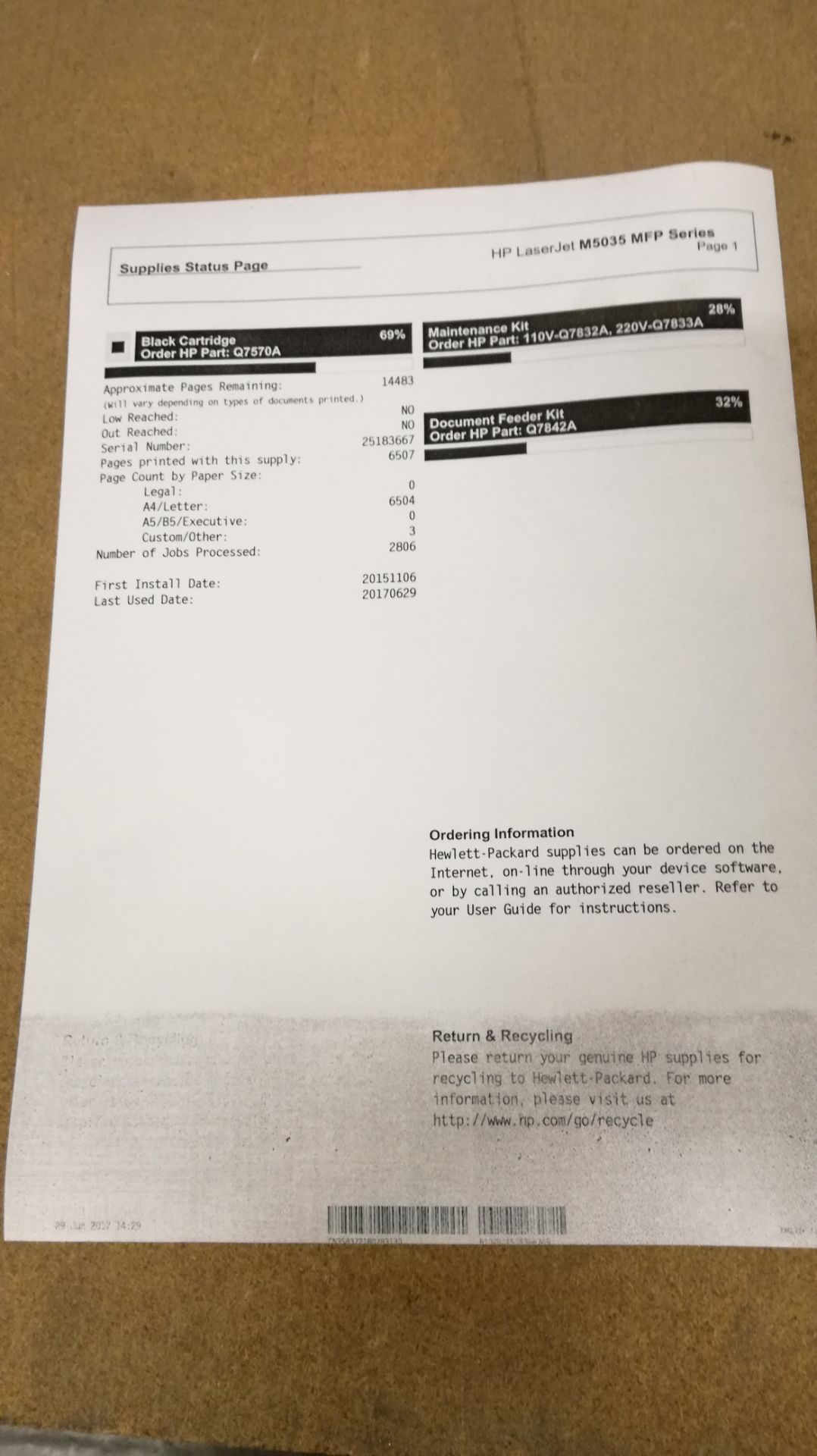 HP LASERJET M5035 MFP LASER PRINTER WITH TEST PRINT - Image 4 of 4