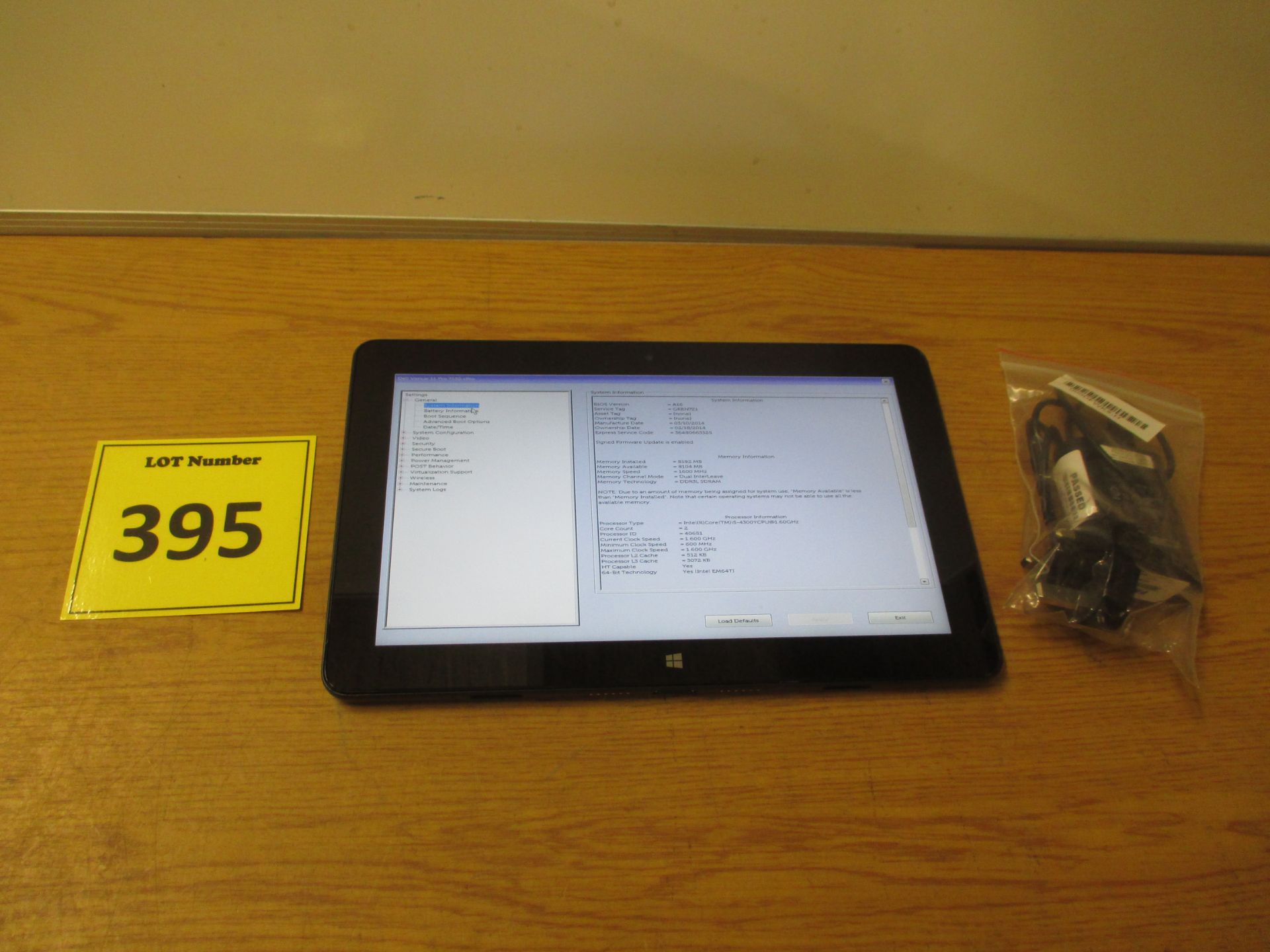 Dell Venue 11 Pro 7130 tablet, Core-i5/1.6Ghz, 8Gb Ram/256Gb ssd HDD, Win 8 Pro Sticker, psu