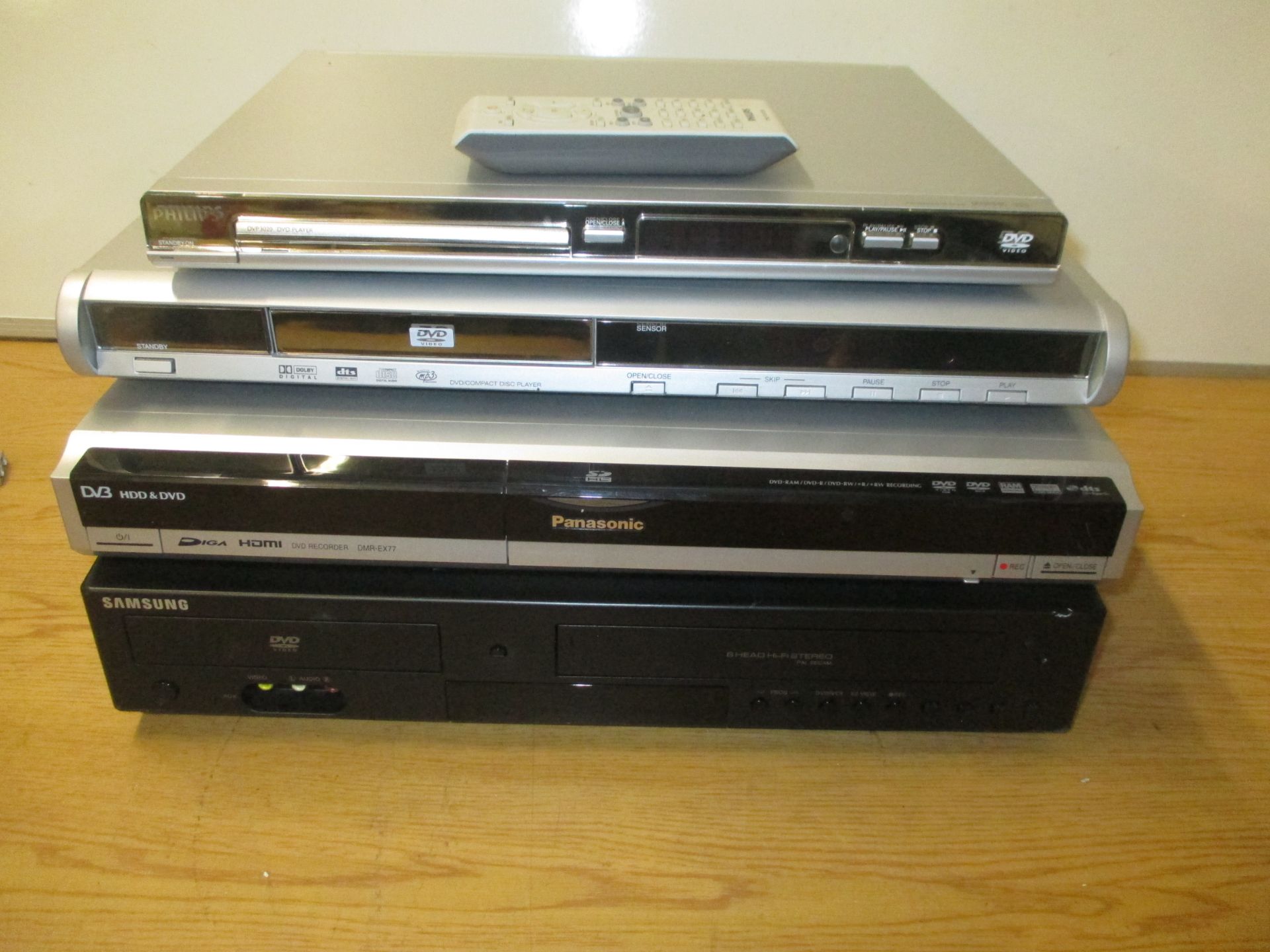 PANASONIC DVD RECORDER DMR-EX77 WITH 160GB HDD, WELKIN DVD PLAYER, PHILLIPS DVD PLAYER WITH REMOTE