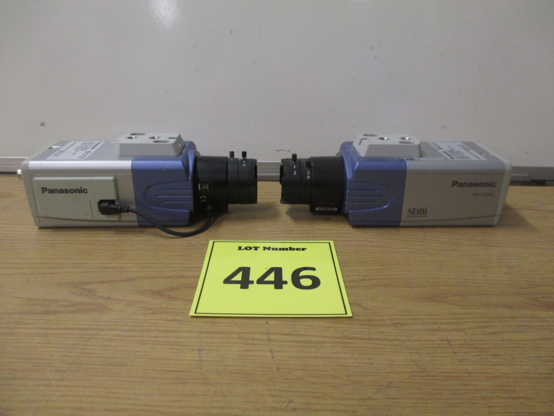 CCTV EQUIPMENT. 2 X PANASONIC SUPER DYNAMIC COLOUR CCTV CAMERAS MODEL WV-CP480/G COMPLETE WITH