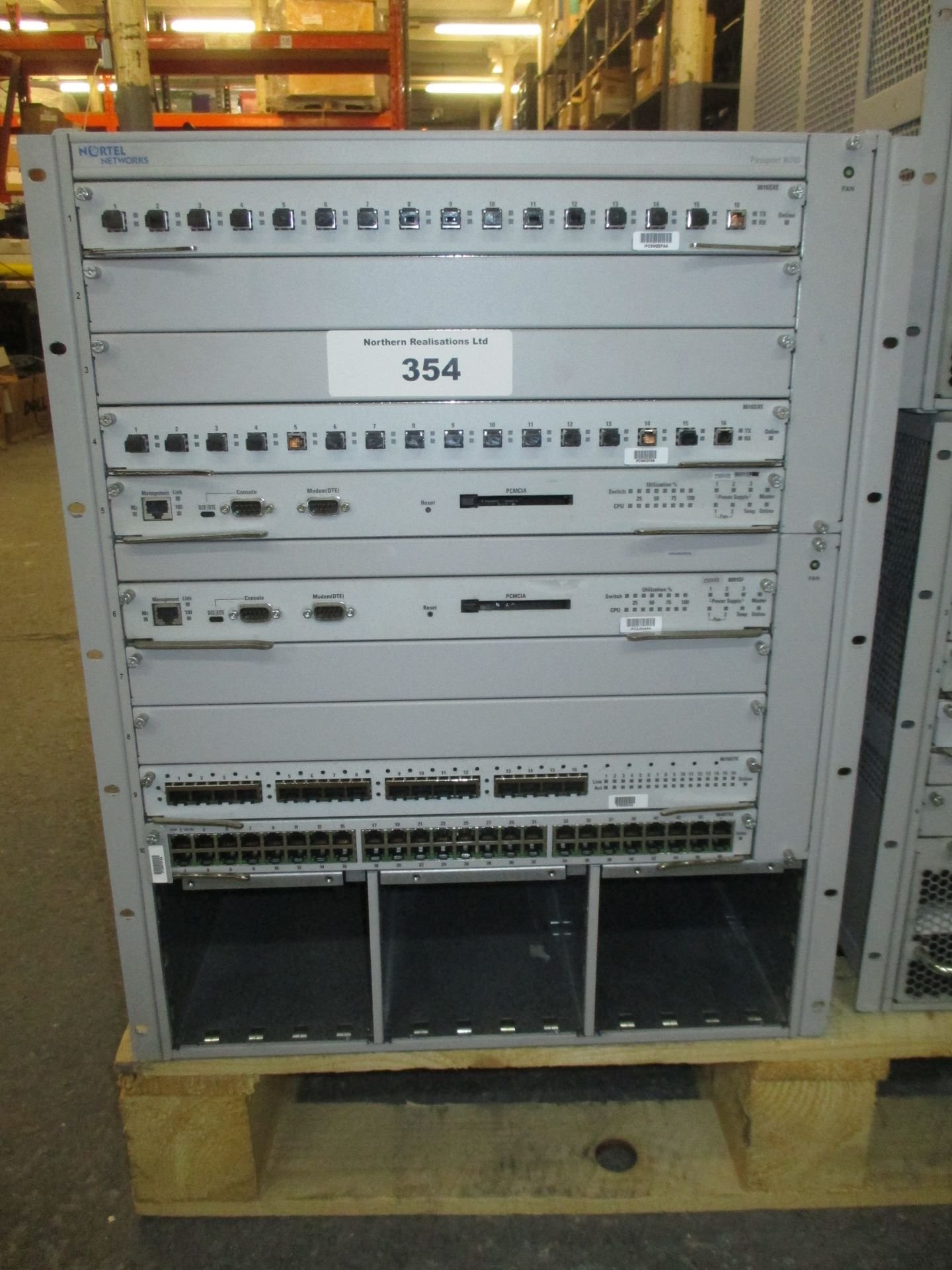 NORTEL NETWORK 8010 CHASSIS CONTAINING, 2 X 8616SXE CARD, 2 X 8691SF, 1 X 8616GTE, 1 X 8648TXE, 2