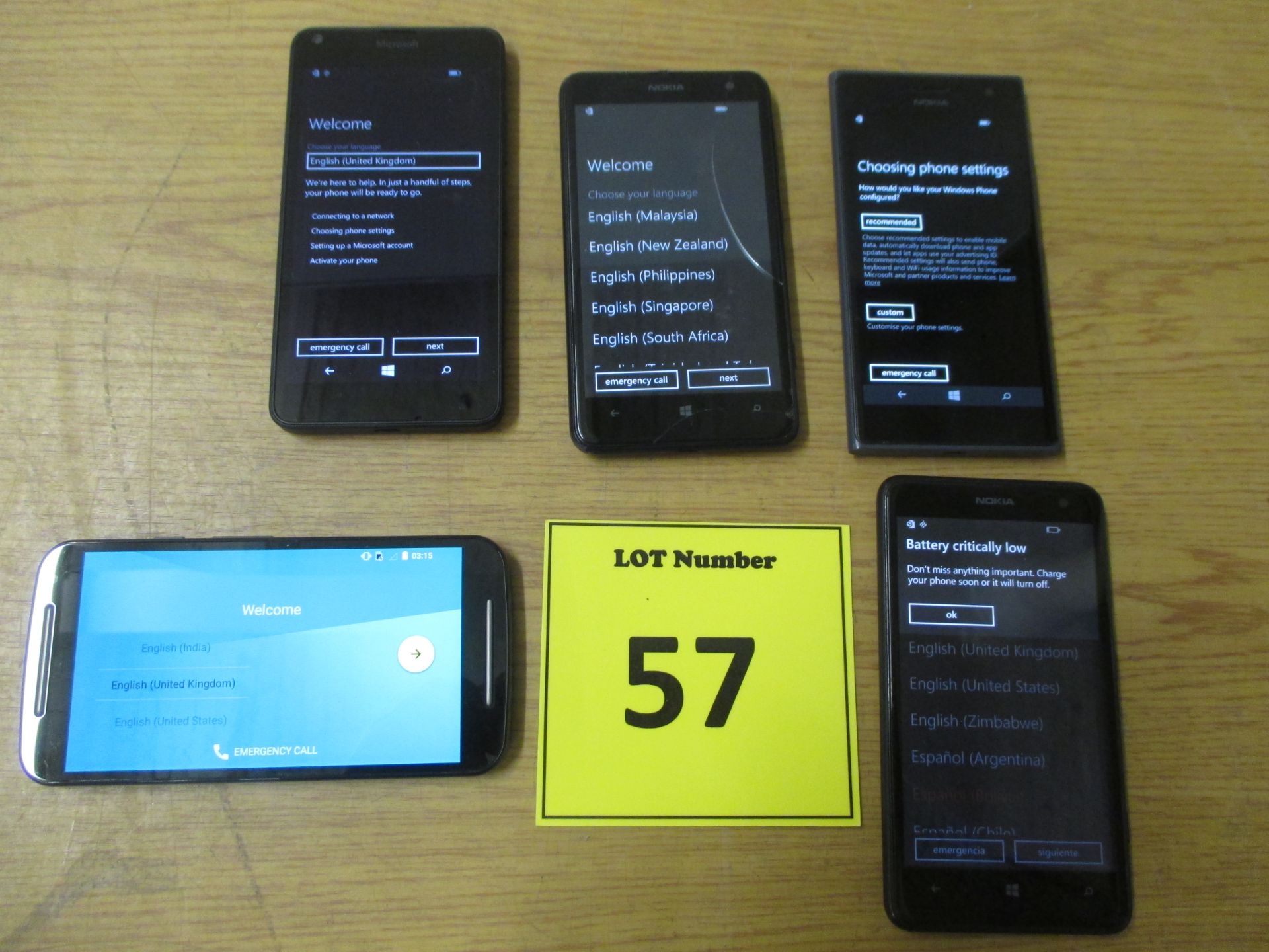 5 X SMARTPHONES. 1 X MICROSOFT RM-1072, 1 X NOKIA RM-1038, 1 X NOKIA 625, 1 X MOTOROLA 8GB XT-