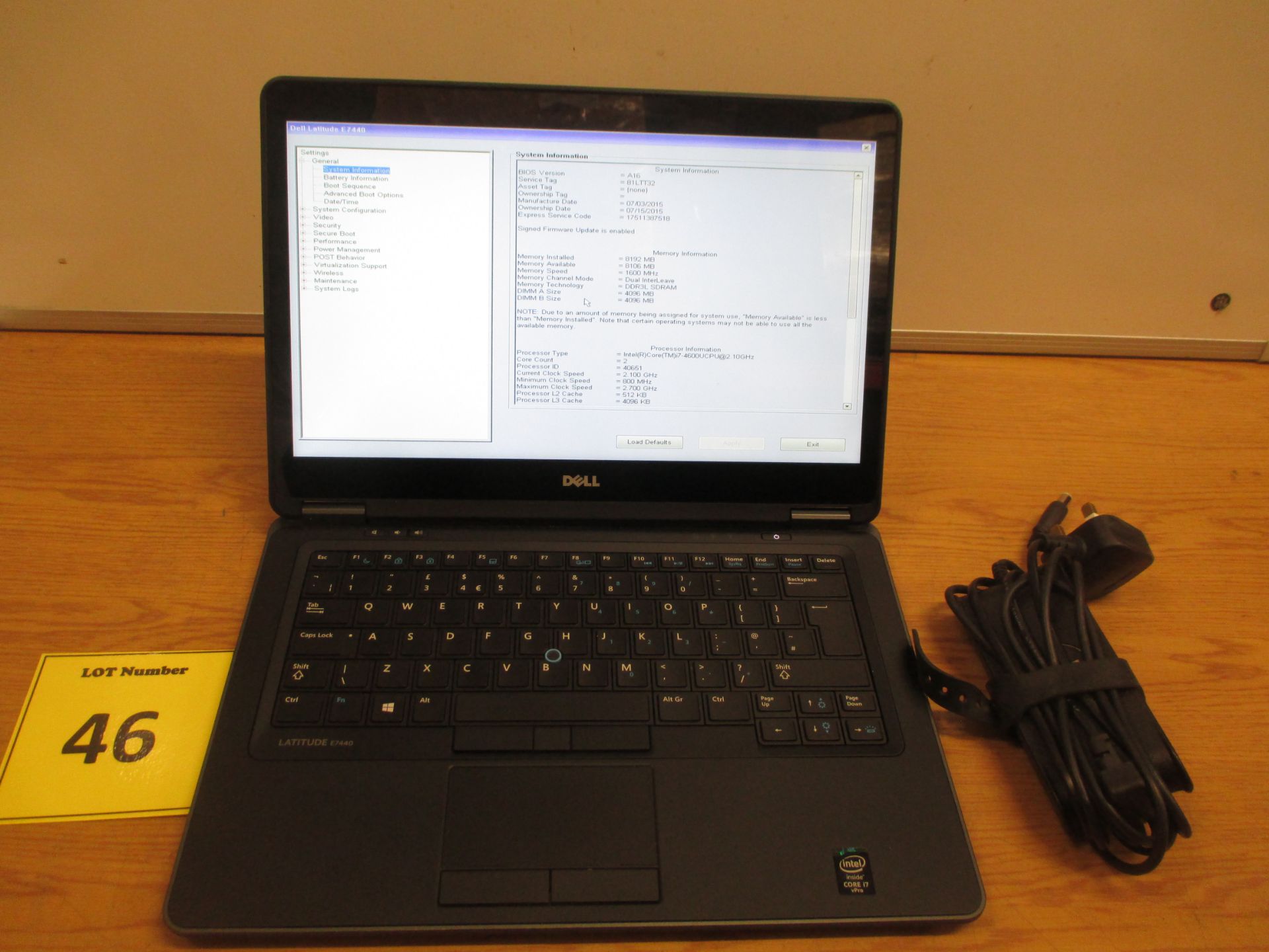 DELL LATITUDE E7440 LAPTOP. CORE i7 2.10 GHZ PROCESSOR, 8GB RAM, 128GB SSD. WITH PSU & W8 STICKER