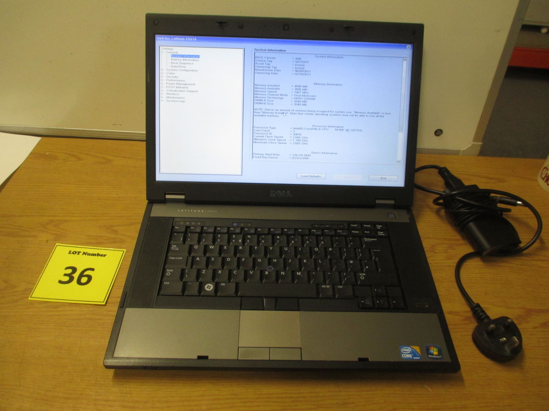 DELL LATITUDE E5510 LAPTOP. CORE i5 2.67GHZ PROCESSOR, 4GB RAM, 128GB SOLID STATE HDD, DVDRW. WITH