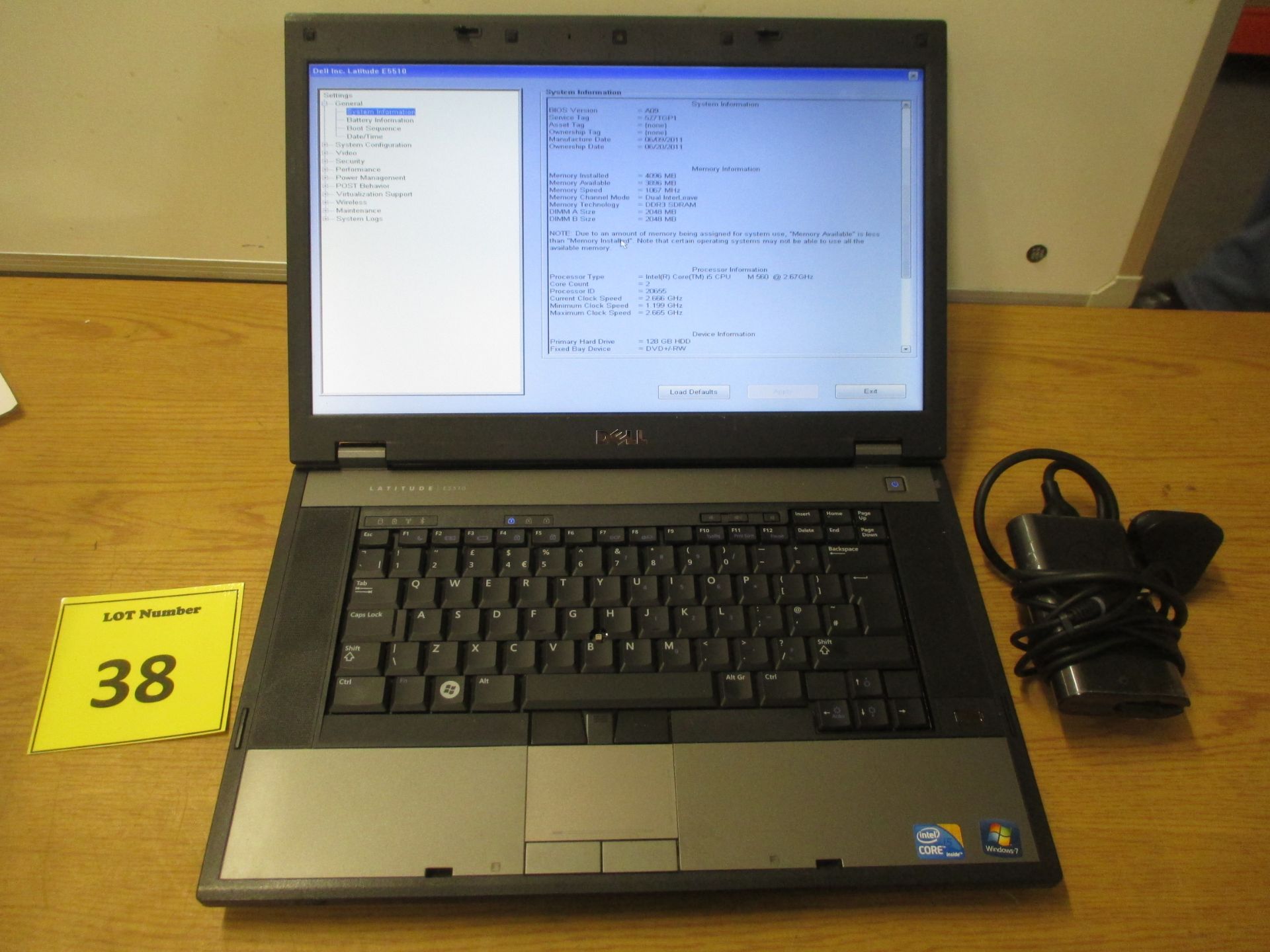 DELL LATITUDE E5510 LAPTOP. CORE i5 2.67GHZ PROCESSOR, 4GB RAM, 128GB SOLID STATE HDD, DVDRW. WITH