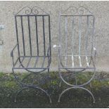 FURNITURE/ HOME - A pair of decorative metal chair