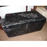 MILITARIA - A vintage wooden trunk, with stencille