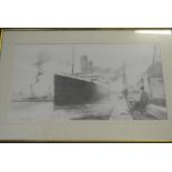 ARTWORK - A framed print of the Titanic, measuring