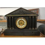 CLOCKS - An antique Victorian slate Mantle clock with striking movement, measuring 39x30x14cm.