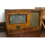 COLLECTABLES - A large vintage table top His Masters Voice (HMV) wood cased valve radio