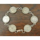 COINS/ JEWELLERY - A vintage bracelet made from 6