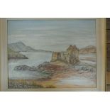 ARTWORK - A framed painting by R M Scott titled 'E