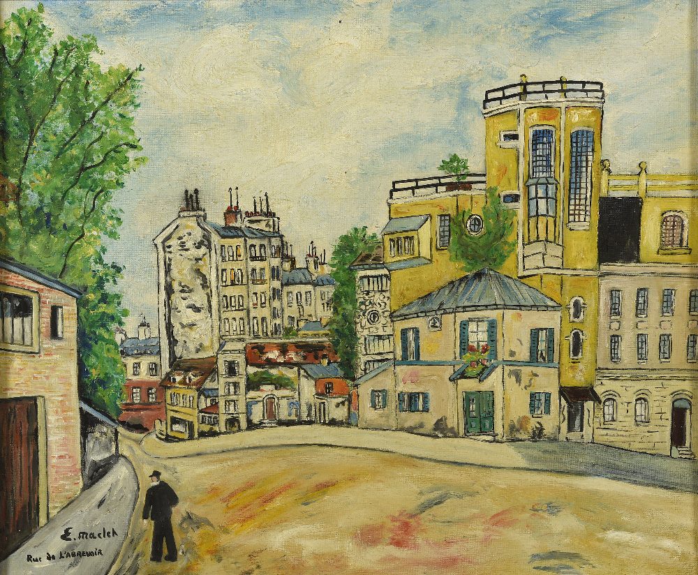 Élisée MACLET (1881-1962) Rue de l'Abreuvoir Huile sur toile, signée et titrée en bas à gauche. 46 x