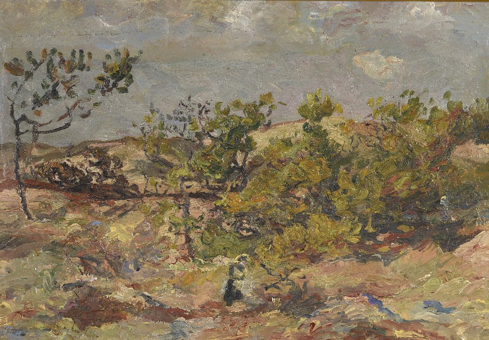 Henri MARRE (1858-1927) Paysage du Midi Huile sur toile. Tampon de la vente d'atelier en bas à