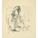 Giuseppe GRAZIOSI (1879-1942) Femme préparant la pâte Lithographie, épreuve d'essai imprimée en noir