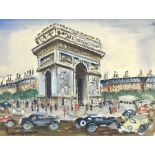 Lucien GENIN (1894-1953) Place de l'Étoile Aquarelle, signée en bas à gauche. 19 x 26 cm