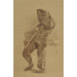 Giuseppe GRAZIOSI (1879-1942) Femme nue s'agenouillant Lithographie, épreuve d'essai imprimée en