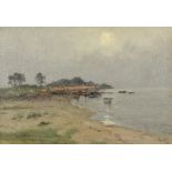 Marie Joseph Léon IWILL (1850-1923) Plage animée Huile sur toile, signée en bas à droite. Sans