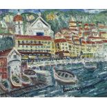 Lucien GENIN (1894-1953) Villefranche-sur-Mer Huile sur toile, signée en bas à droite. 50 x 60 cm