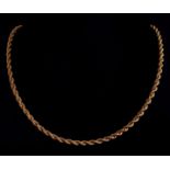 A heavy 22ct yellow gold rope twist necklace, approx 61cm long, 49 grms approx.