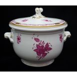 A Herend porcelain ice pail and cover, in Chinese bouquet, raspberry pattern, internal metal and