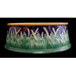 A George Jones maholica game pie dish base, decorated with wheat ears, impressed JG mark,