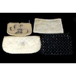 Vintage Accessories - Four beaded ladies evening bags including one of faux pearls about silver