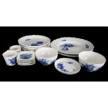 Various items of Royal Copenhagen porcelain tea and dinner ware, blue flower curved pattern, cup,