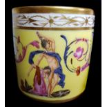 A Darte Paris porcelain tankard, enamelled in polychrome colours with classical figures on a lemon