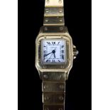 A Cartier Santos 18ct yellow gold ladies wristwatch, 96grms