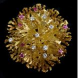 A Tiffany & Co 18ct yellow gold brooch, the mid century design of coral or seaweed fronds set with