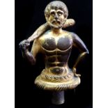 A finely cast gilded bronze finial of Hercules, torso with club raised over shoulders, probably