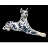 Peter Herold for Royal Copenhagen Porcelain - Great Dane dog figure, modelled reclining, grey