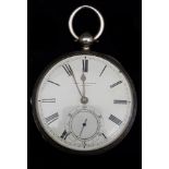 A silver fusee pocket watch, the enamel dial marked John Forrest London, engraved silver case with