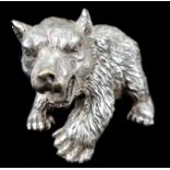 A Chinese silver plated on copper figure of a bear standing four square, 24cm max