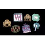 Six enamelled badges relating to Women's Institute, WVS civil defence, girl guides and one other