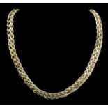 A 9ct yellow gold fancy chain link necklace, of textured and plain links, stamped 375, 50cm long, 29