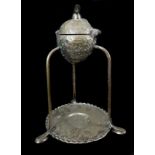 A rare Hukin and Heath silver plated lemon squeezer, the lemon form mechanism with T bar screw