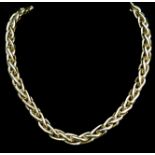 A 14ct yellow gold wheat chain link necklace, 42cm long, 40 grs