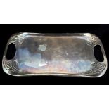 Archibald Knox for Liberty & Co, a tudric silver plated two handled tray decorated with stylised