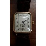 An Art Deco 9k gold wrist watch, 15 jewel movement