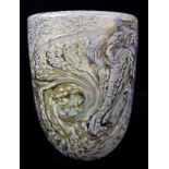 A Phoenician glass Malta vase, iridescent swirled design over white cased glass, signed and original